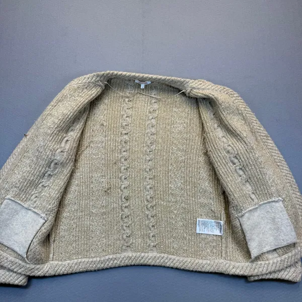 Gerard Darel Collection Studio Gold Metallic Cable Knit Cardigan Sweater Size 1‎ - Image 6