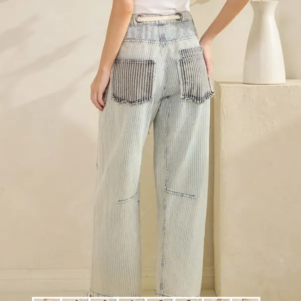 Oli & Hali Light Wash Patchwork Cropped Wide-Leg Jeans XL - Image 5