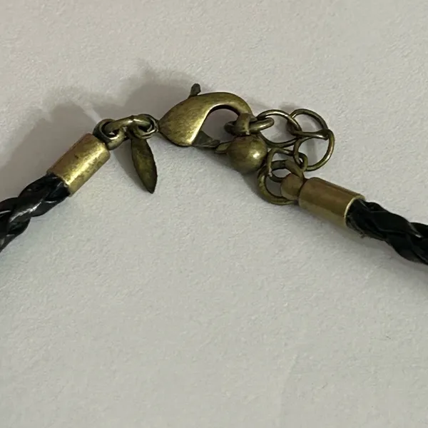 Avon Black and Antique Gold Braided 3” Bracelet Turquoise Color Pendant - Image 5