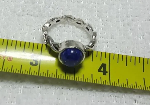 Lapis lazuli Ethnic Sterling Silver Gemstone Ring No Stamp Ring size - 6.75 - Image 3
