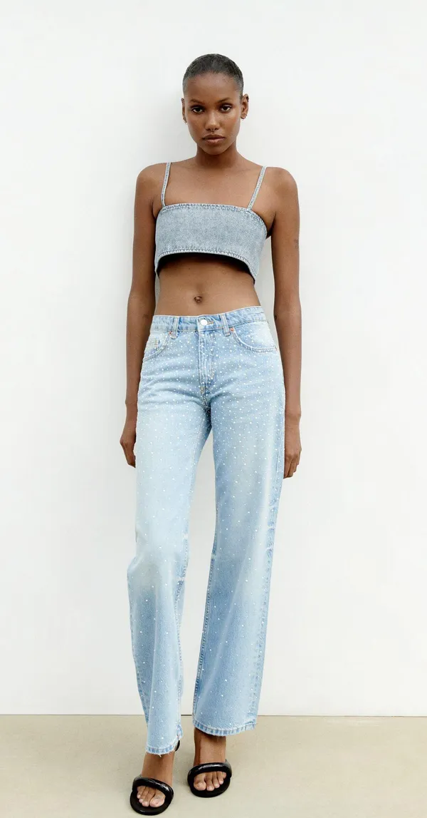 Zara NWT TRF Pearl Wide Leg Jeans - Image 2