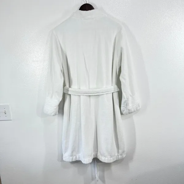 Lauren Ralph Lauren Terry Cloth Robe Women Large White Cotton Belted Spa Classic - Image 4
