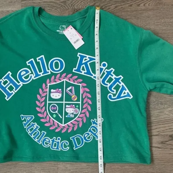Hello Kitty Athletic Dept.‎ Graphic Sweatshirt - Size L - Green - NWT - Image 8