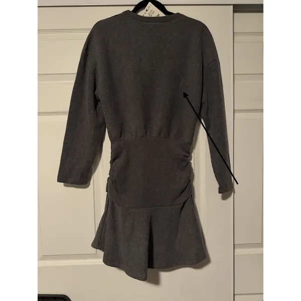 Zara Gray‎ Ribbed Knit Sweater Mini Dress Blend Chunky Structured Tik Tok Flaw - Image 10