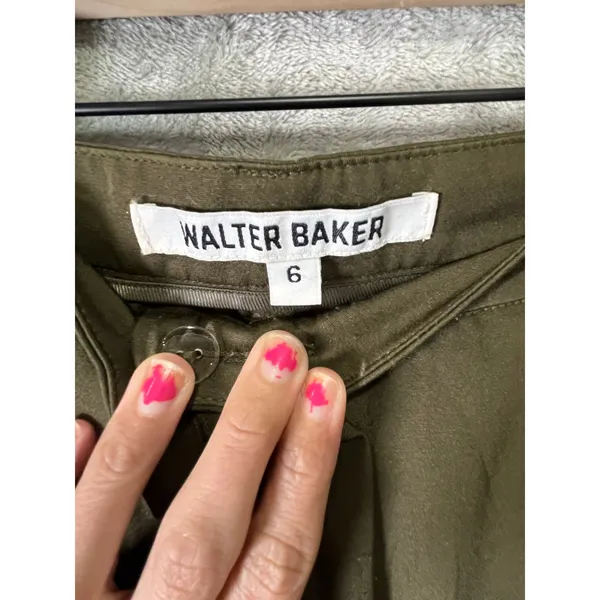 Walter Baker Olive Wide Leg Trousers High Rise‎ Utility Chic Quiet Luxury 6 - Image 5