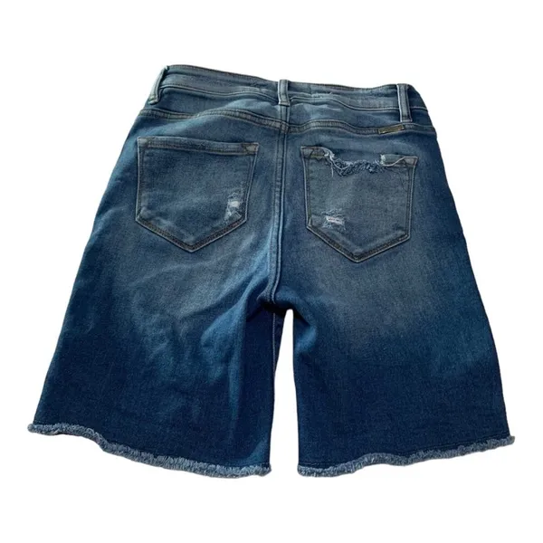 Kancan womens small cut off bermuda denim jean shorts blue distressed casual vac - Image 9