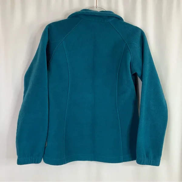 Columbia Teal Blue Fleece Jacket Full Zip Zip Pockets Polyester Womens Small - Image 5