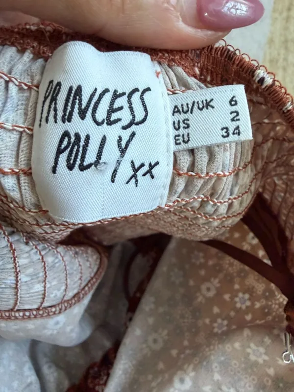 PRINCESS POLLY Brown Floral Halter Dress Size US 2 - Image 6