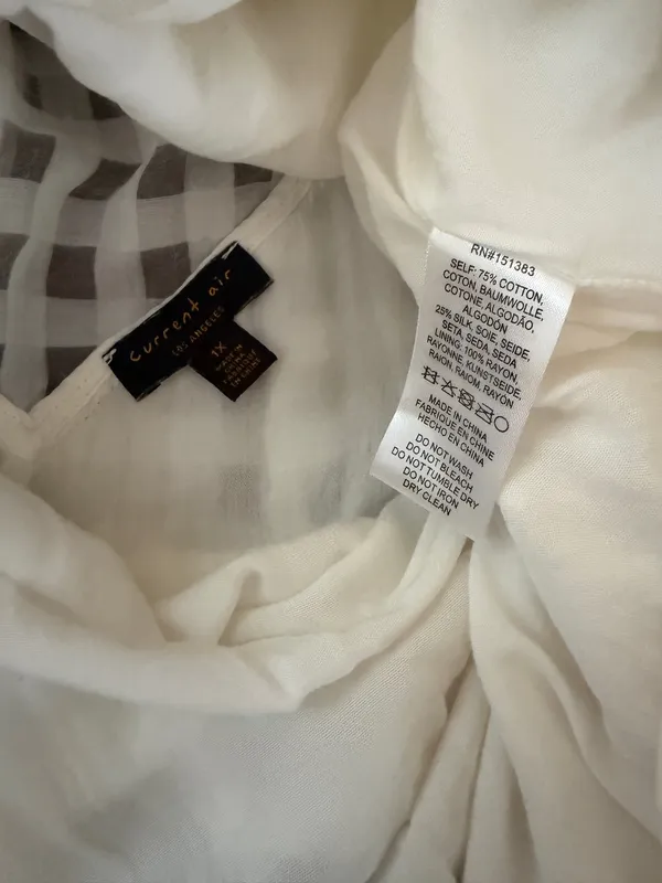 Current Air White Gingham Silk Blend Dress - Image 6