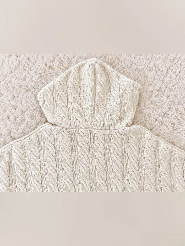 American Eagle Soft & Cozy Cable Knit Hoodie Sweater – Cream/Ivory – XL - Image 10