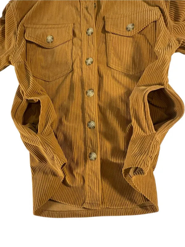 Berkley Jensen Women M Mustard Corduroy Shacket Overshirt Button Up Fall - Image 13