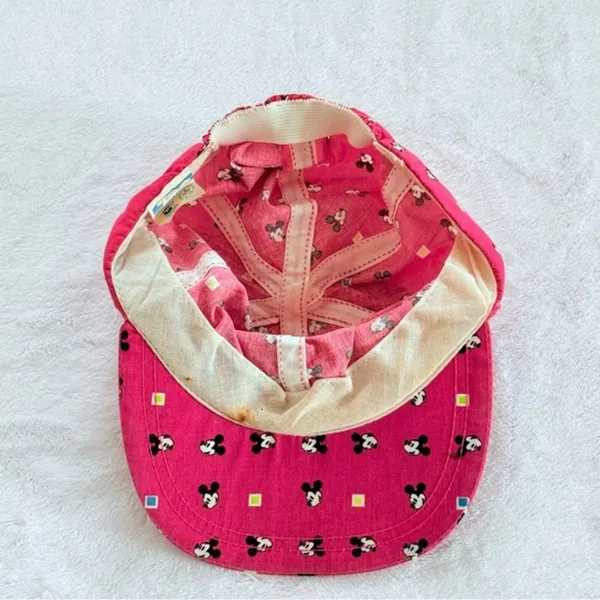 RARE Vintage 80s Mickey Mouse Hot Pink Cap Disney Atlas Compton USA Adult Size - Image 5