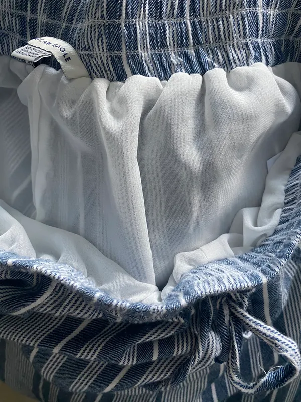American Eagle Linen Blue Striped Pants Size Xs - Image 7