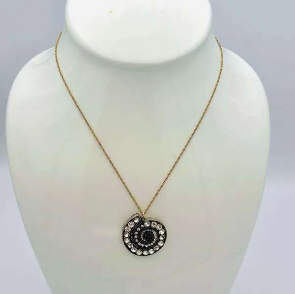 Vintage-Inspired Spiral Rhinestone Pendant Necklace - Image 2