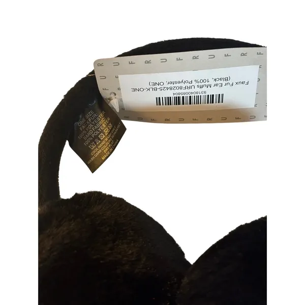 FURFUR Black Faux Fur Ear Muffs One Size - Image 3