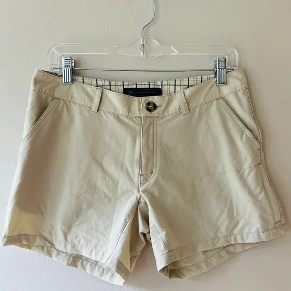 Eastern Mountain Sports Hiking‎ Shorts Sz 6 Women Beige Stretch Nylon 5 Pocket Stretch Low Waist - Image 4