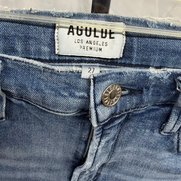 Agolde $148 Women's‎ Sz 27 Sophie Mid-Rise Light Wash Distressed Raw Hem Jeans - Image 3