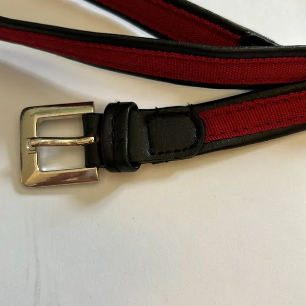 Red Belt With Black And Silver Buckle 3/4” Wide And Length 47.5” Will Xl - Image 2