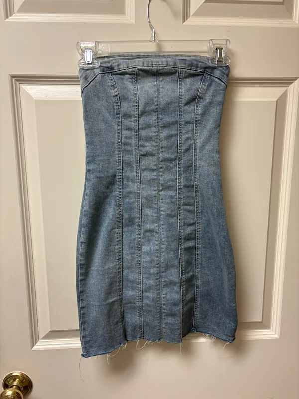 Princess Polly strapless denim mini dress - Image 4