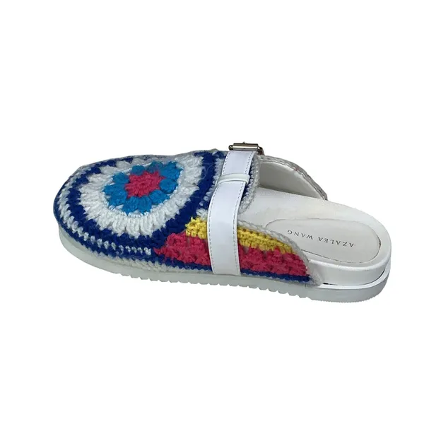 Azalea Wang Murphey‎ White Multi Crochet Granny Square Platform Mules Clogs 7 - Image 8