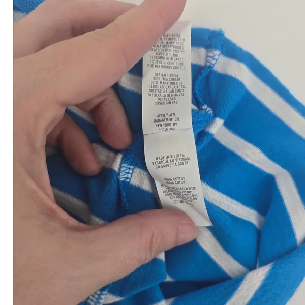 Aerie Tank Top Womens Large Blue White Striped Twisted Strap‎ Cropped Cotton - Image 6