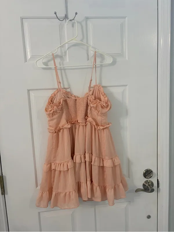 wild fable Peach Ruffle Tiered Spaghetti-Strap Dress - Image 3