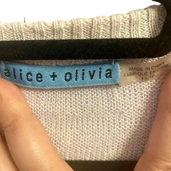 Alice + Olivia 100% Linen Beige‎ Crop Beach Sweater Size XS - Image 3