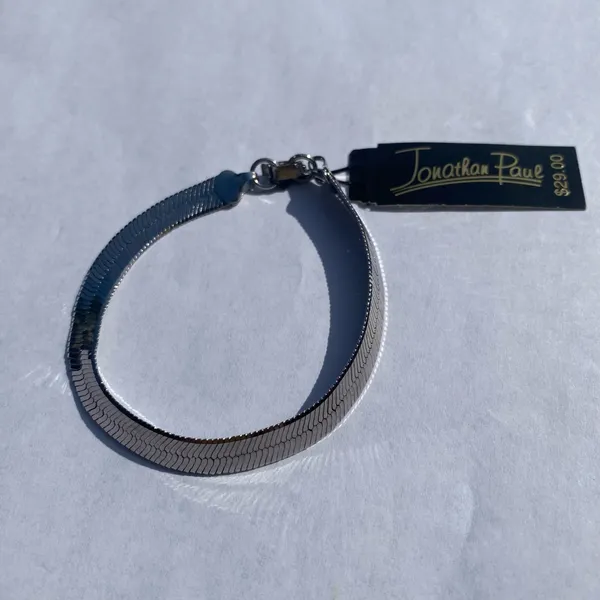 ⚜️ VTG Vintage 1990s NWT Johnathan Paul 7” Silver Plated Herringbone Chain Bracelet $29.00 ⚜️ - Image 10
