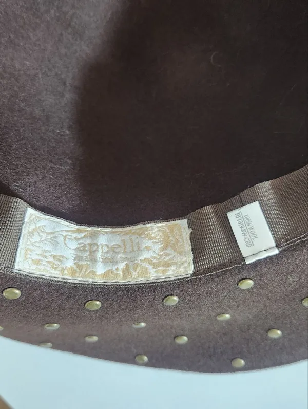 Cappelli Brown 100% Wool Studded Hat One Size - Image 6