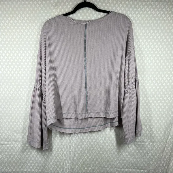 Free People We The Free‎ Light Purple Waffle Knit Dahlia Bell Sleeve Top - Image 6