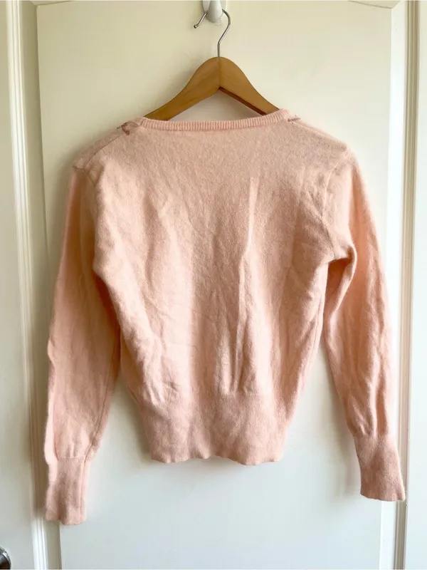 Women’s Vintage Style Cardigan Pink Soft Fuzzy Size Small Fairy Coquette - Image 2