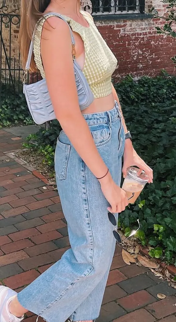 Zara Green Gingham Cropped Top - Image 4