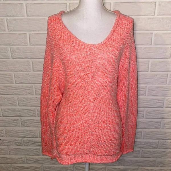Free People Sweater Chunky Neon Pink Slouchy Dolman Open Knit, Size Small - Image 11
