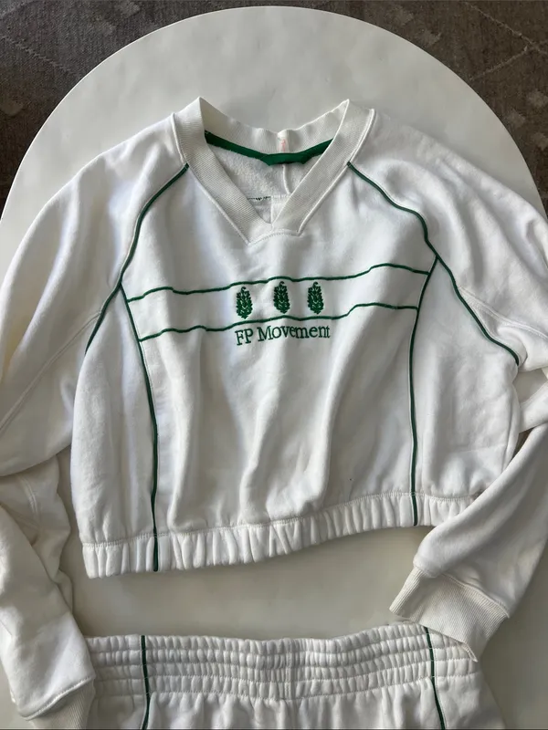 FP Movement Seeing Double 2 Piece Matching Set - Sweater Shorts White Green XL - Image 6