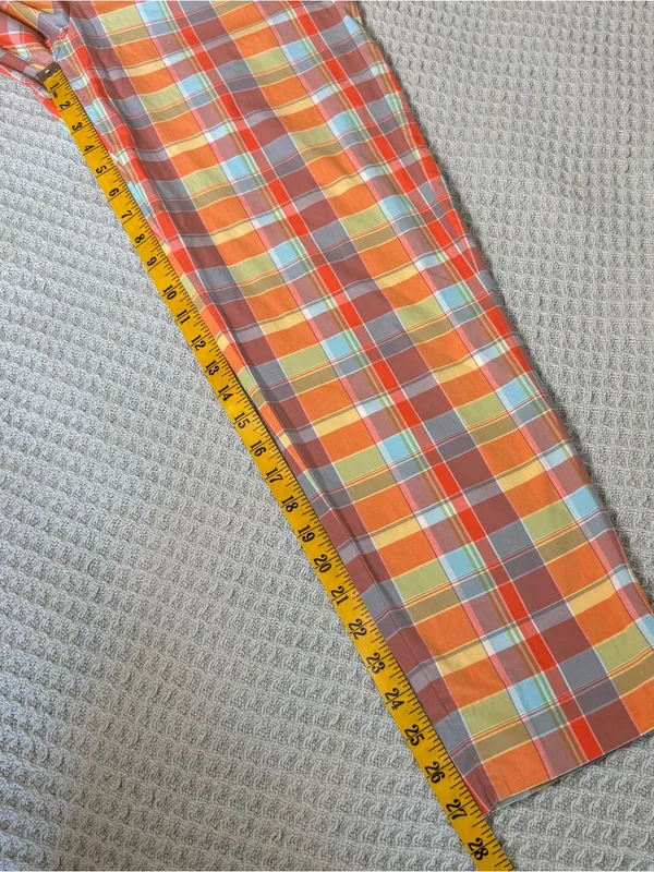 Vintage Y2K Gap Plaid Pants Womens 8 Pastel Orange Yellow Blue Retro 100% Cotton - Image 7