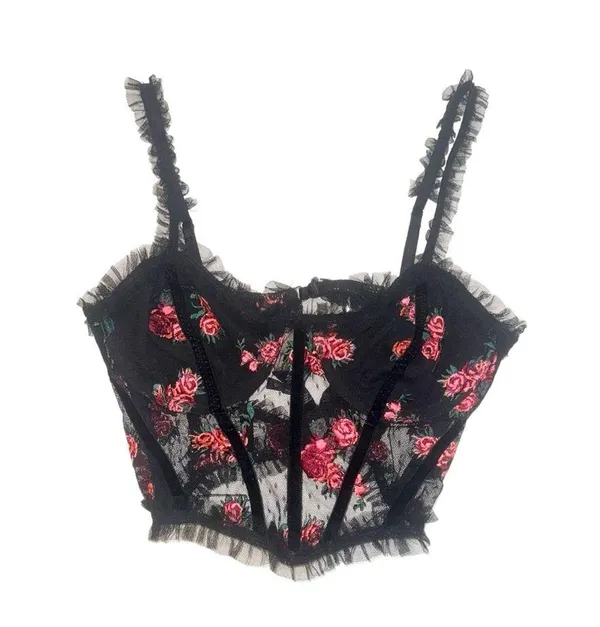 For Love & Lemons Rosebud Black Bustier Corset Top XS - Image 3