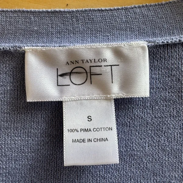 Ann Taylor LOFT Periwinkle Blue 100% Pima Cotton V-Neck Cardigan Sweater Small - Image 6