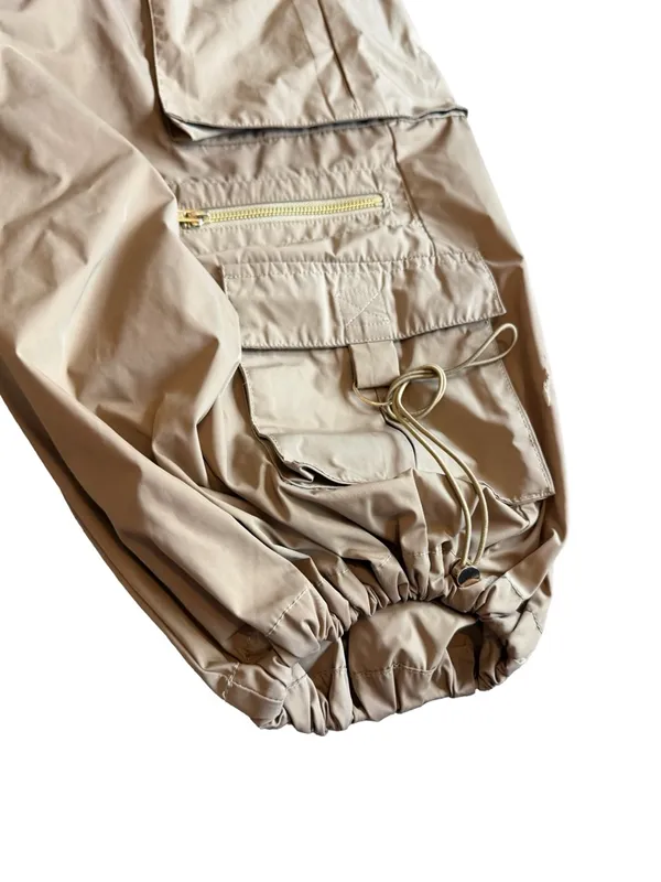 Cynthia Rowley Relaxed Nylon Cargo Pants Tan Khaki Loose Relaxed Fit Size 10 - Image 6