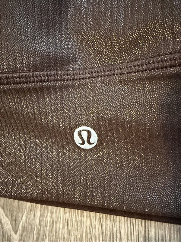 Lululemon 10 Asymmetrical Ribbed Sports Bra Espresso Brown Shine‎ Shimmer Top - Image 3
