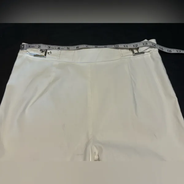 White Fox Boutique Cream Wide Leg Pants with Silver Buckles Size XL - Image 11