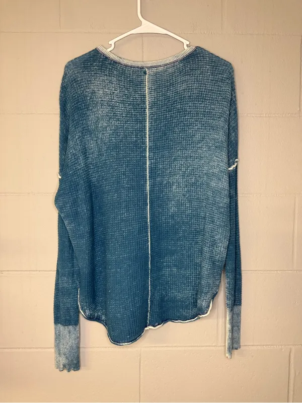 Sundance Gentry Waffle Knit Thermal Henley Top in Blue Women’s Small 100% Cotton - Image 3