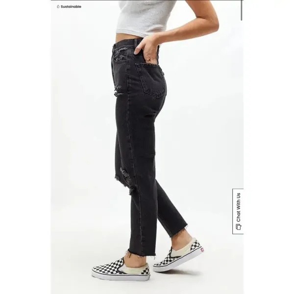 PacSun Women's Size‎ 23 Black Distressed Ultra High Waisted Slim Jeans - Image 2