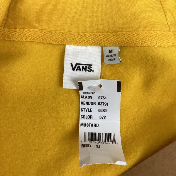 Vans Off The Wall Cropped Full Zip Hoodie Sweatshirt Mustard Yellow Size Medium NEW! - Image 5