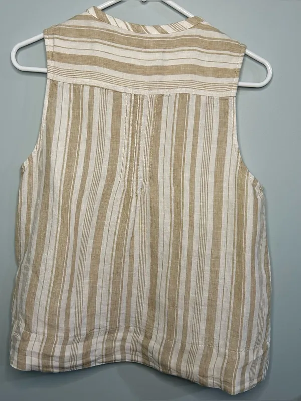 Faherty Isha Linen Top Natural Bombay Stripe Small - Image 5