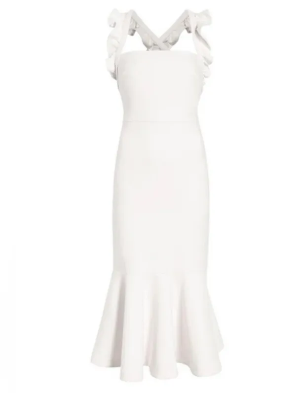 NWT Likely Hara White Ruffle Mermaid Midi Dress 2 - Image 3