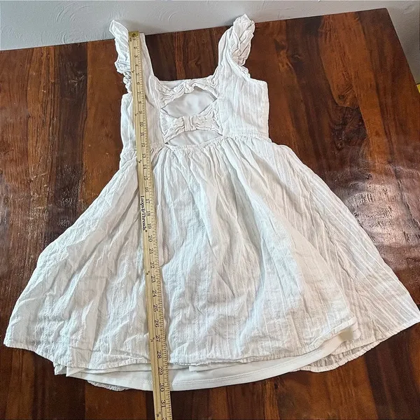 Mi Ami for Francesca's White Ruffle Bow Back Mini Dress Womens Small Cotton - Image 6