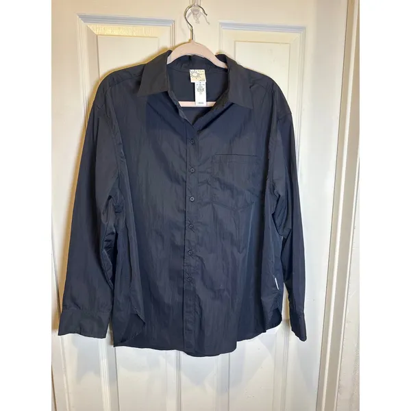 Aerie‎ Black Long Sleeve Collared Button Up Shirt Lightweight Size Small - Image 4