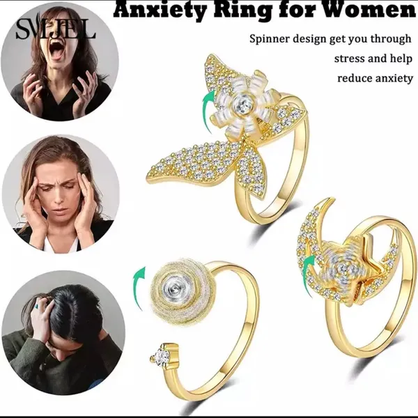 Adjustable 925 Spinner Ring, Anti Anxiety |Meditation Ring | Worry Ring | Stress - Image 2