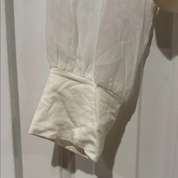 Bebe Elegant Cream‎ Wrap Blouse chiffon sleeves medium - Image 2