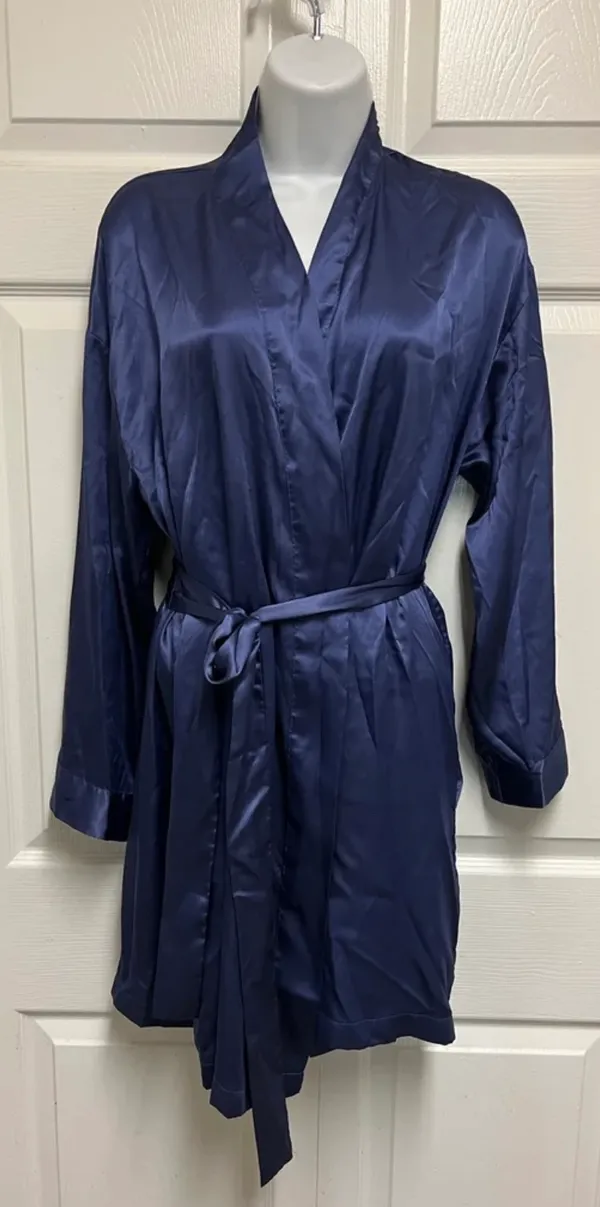 Victoria's Secret Navy Satin Short Robe - Image 7
